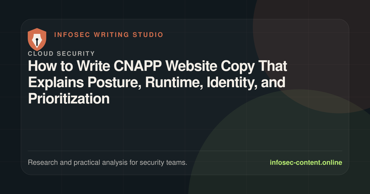How to Write CNAPP Website Copy That Explains Posture, Runtime, Identity, and Prioritization, Infosec Writing Studio article image