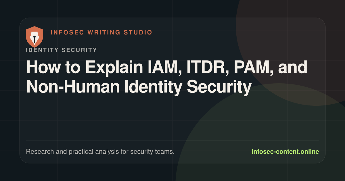 How to Explain IAM, ITDR, PAM, and Non-Human Identity Security, Infosec Writing Studio article image