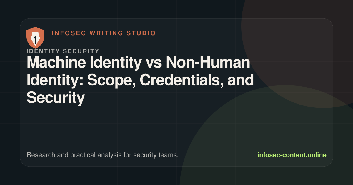 Machine Identity vs Non-Human Identity: Scope, Credentials, and Security, Infosec Writing Studio article image